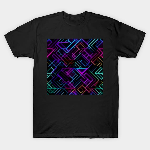 Neon Trippy EDM Festival Rave Pattern T-Shirt by AlexandrAIart